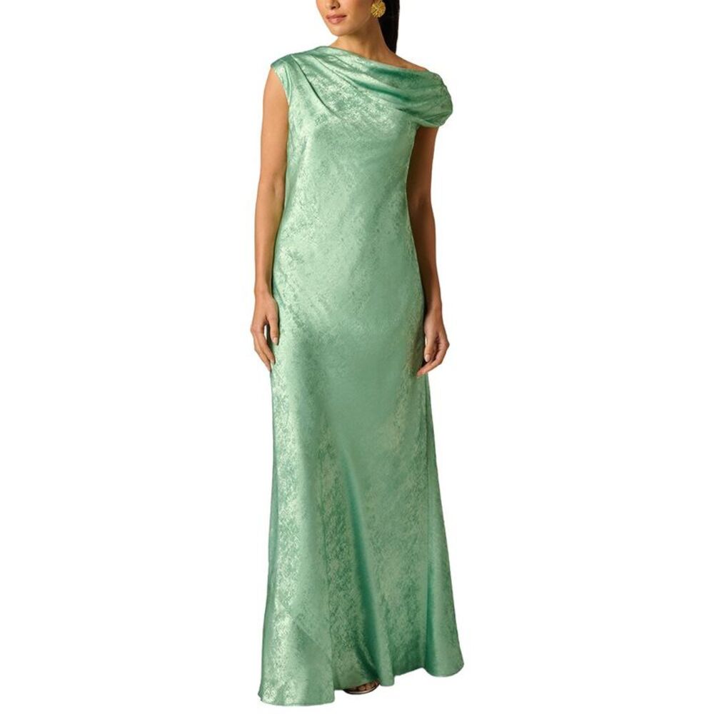 Adrianna Papell Womens Foiled Chiffon Long Dress, Green